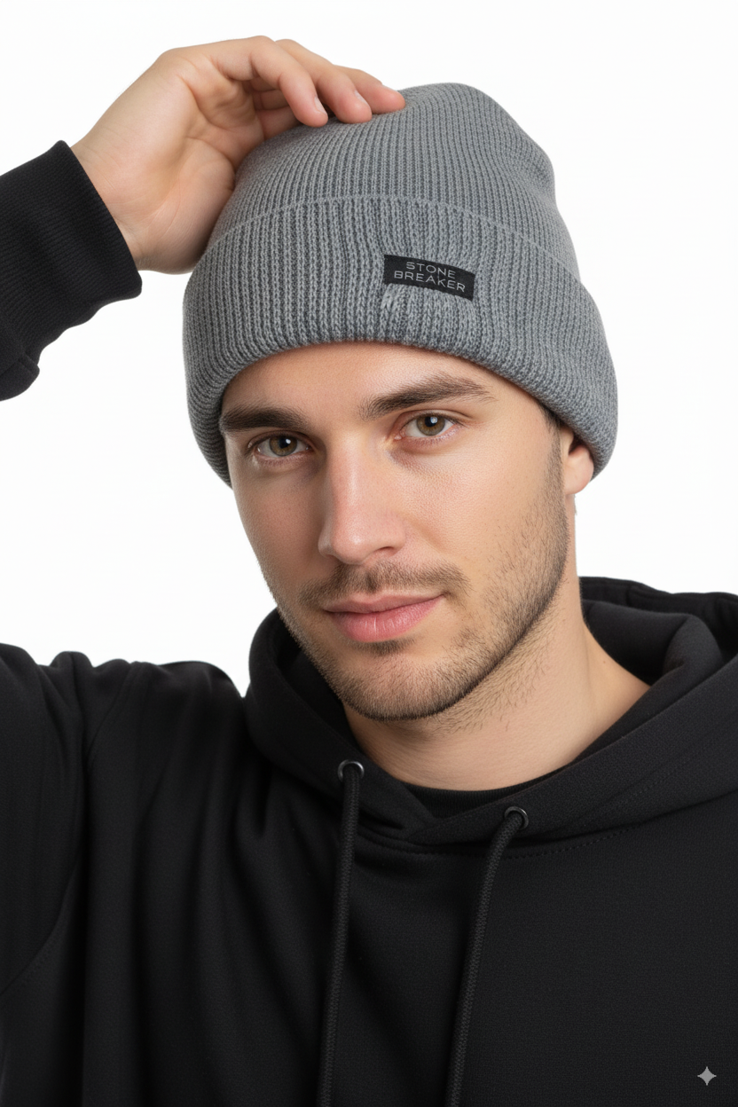 Erkek Kışlık Kalın Bere Pamuklu Katlamalı Stone Model Sıcak Tutar Esnek Rüzgar Geçirmez